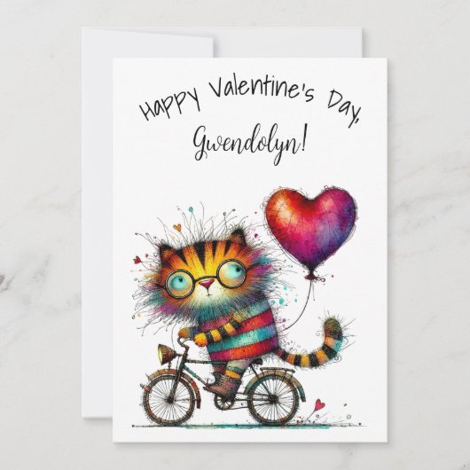 Carte Tigre mignon et fantaisiste pour la Saint-Valentin (Devant)