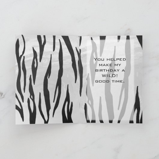 Carte Tigre Monogramme noir et blanc (Intérieur)