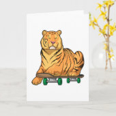 Carte Tigre Skater Skateboard (Fleur jaune)