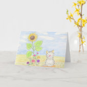 Carte tigrée adorable d'aquarelle de tournesol de (Fleur jaune)
