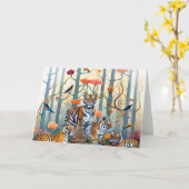 Carte Tigres dans la forêt (Fleur jaune)