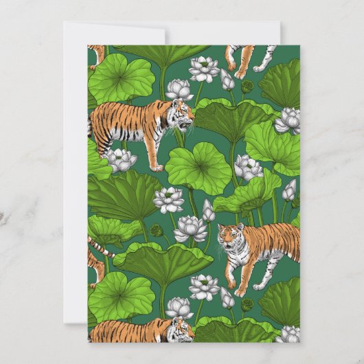 Carte Tigres dans l'étang blanc de lotus (Devant)