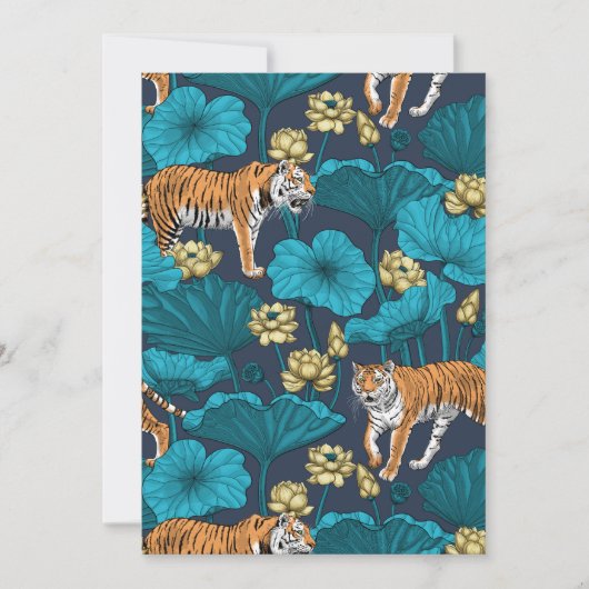Carte Tigres dans l'étang jaune de lotus (Devant)