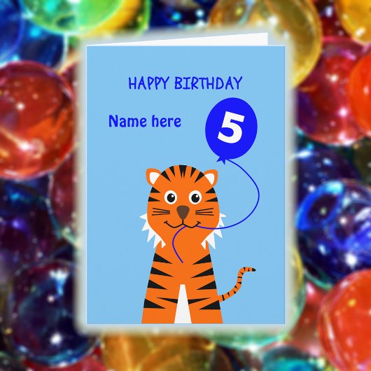 Carte Tigres de cinquième anniversaire ajouter nom bleu