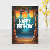 Carte Tiki Luau Hawaiian Tropical Island Beach Anniversa (Fleur jaune)