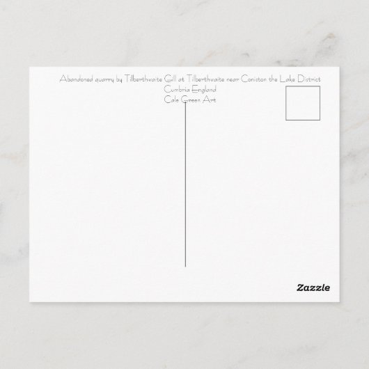Carte Tilberthwaite Quarry abandonnée (Dos)