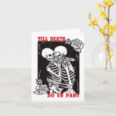 Carte Till Death Do Us Part Wedding Skeleton Couple Vale (Fleur jaune)