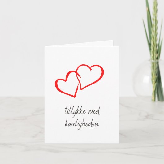 Carte Tillykke med kæ rligheden, mariage danois (Devant)