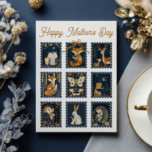 Carte Timbre Animaux de la Forêt Bonne Fête des Mères