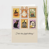 Carte Timbre d'Halloween vintage — saison Éffrayant (Devant)