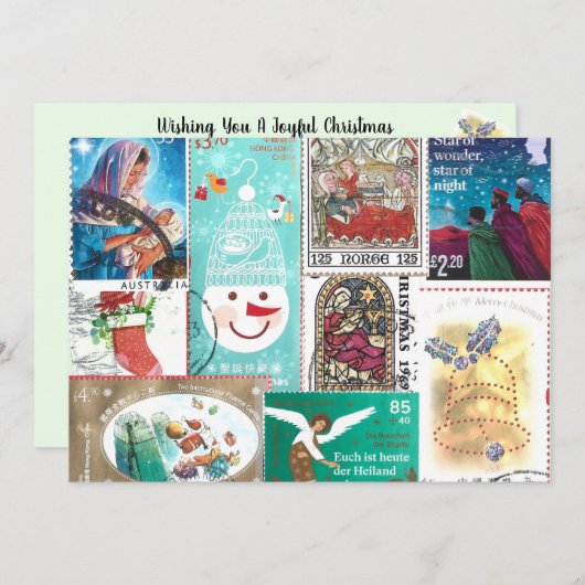 Carte Timbres personnalisés en pot de Noël (Devant / Derrière)