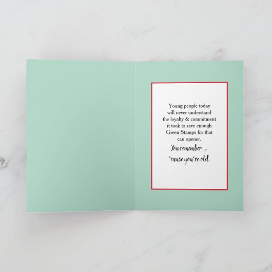 Carte Timbres Verts Rétro pour 70e Anniversaire (Intérieur)