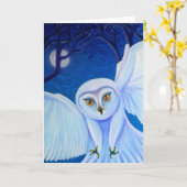 Carte Time Flies, white owl card (Fleur jaune)