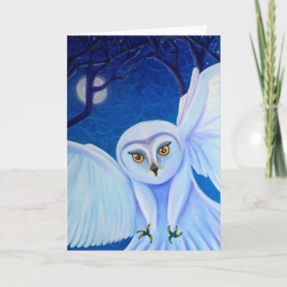 Carte Time Flies, white owl card