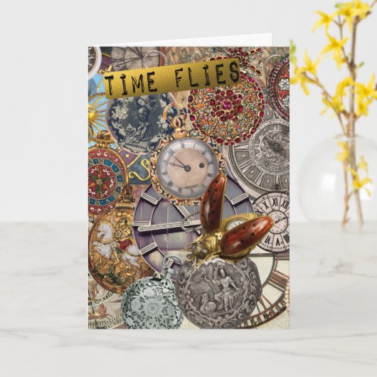 Carte Time Fly Miss You (Fleur jaune)