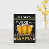 Carte Time For Beer Merry Beermas Funny Christmas Beer L (Fleur jaune)