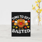 Carte Time To Get Basted Funny Beer Thanksgiving Turkey  (Fleur jaune)