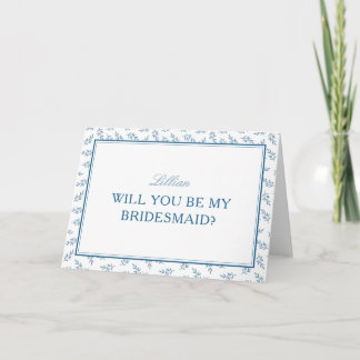Carte Timeless Blue Garden Elegant Bridesmaid Propositio