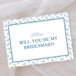 Carte Timeless Blue Garden Elegant Bridesmaid Propositio