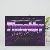 Carte Timothy Nom Prénom lila retro Anniversaire de la c (Debout devant)