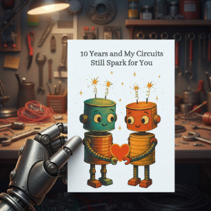Carte Tin Robot Amour 10e Anniversaire de Mariage