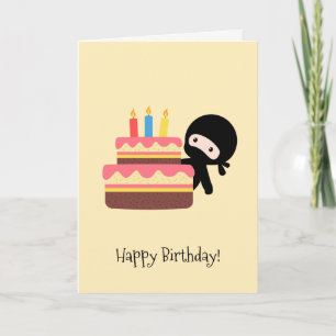 Carte Tiny Ninja Derrière le gâteau d'anniversaire Jaune