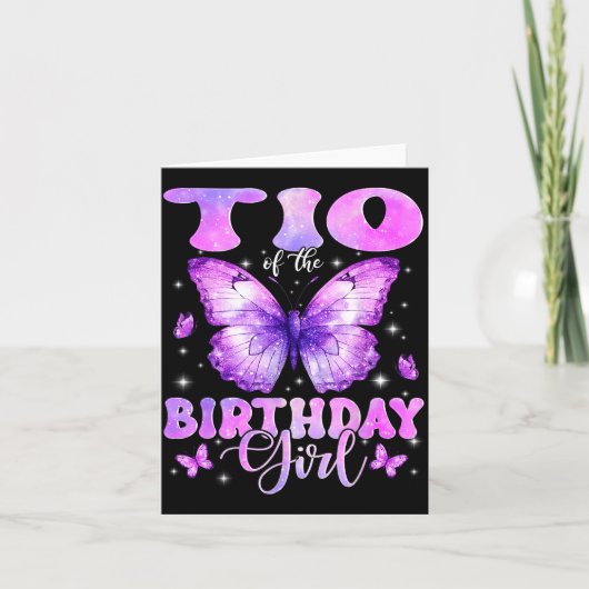 Carte Tio Of The Birthday Girl Butterfly Funny Family (Devant)