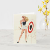 Carte Tir à l'arc, Anniversaire Pinup Vintage (Fleur jaune)