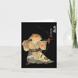 Carte Tir à l'arc de capybara Samouraï Kyudo Art animali