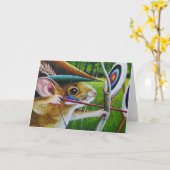 Carte Tir à l'arc Souris Bow & Arrow Watercolor Art (Fleur jaune)