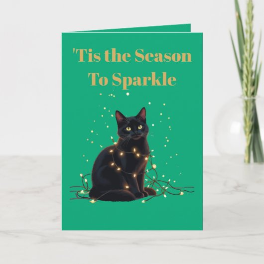 Carte Tis the Season To Sparkle Black Cat Entangled  (Devant)