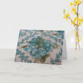 Carte Tissu floral bleu vintage (Fleur jaune)