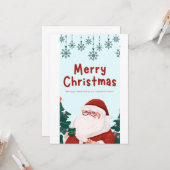 Carte Title: Merry Christmas 3D Santa Greeting Card (Devant/Arrière en situation)