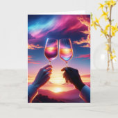 Carte Toast Anniversaire Au coucher Du Soleil (Fleur jaune)