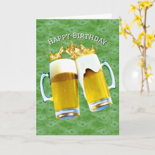 Carte Toast Bière Anniversaire Sur Poisson Design (Fleur jaune)
