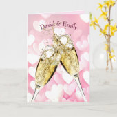 Carte Toast Champagne Anniversaire Sur Coeur (Fleur jaune)