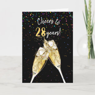 Carte Toast de Champagne du 28e anniversaire