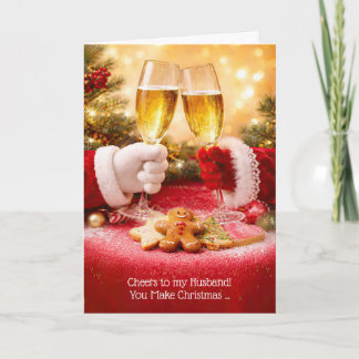 Carte Toast de Champagne pour mari Noël Joyeuses Fêtes