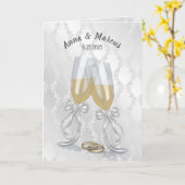 Carte Toast mariage avec anneaux (Fleur jaune)