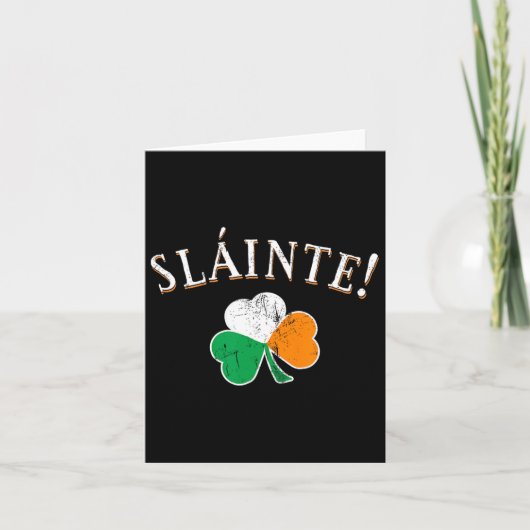 Carte Toast Slainte Irlande Drapeau Trèfle Saint-Patrick (Devant)
