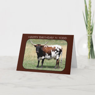 Carte Todd Texas Longhorn Cow Joyeux Anniversaire