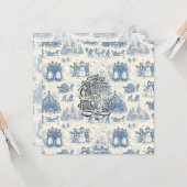 Carte Toile Chinoiserie Hiver Bleu (Devant/Arrière en situation)