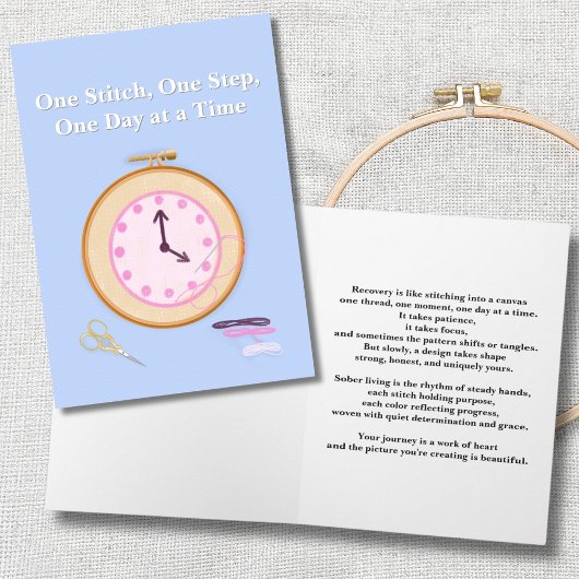 Carte Toile de point de broderie pour encourager la sobr