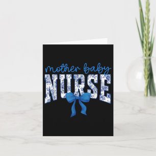 Carte Toile Nurse Bow Blue Coquette Mère Bébé Infirmière