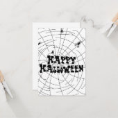 Carte Toiles d'araignée d'Halloween dessinées à la main (Devant/Arrière en situation)