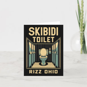 Carte Toilette Skibidi Rizz Ohio Mème Drôle Rétro Vintag