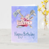 Carte Tomahawk Feathers and Flowers Happy Birthday (Fleur jaune)