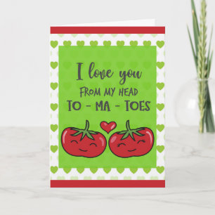 Carte Tomates de dessin animé mignons et drôles je t'aim