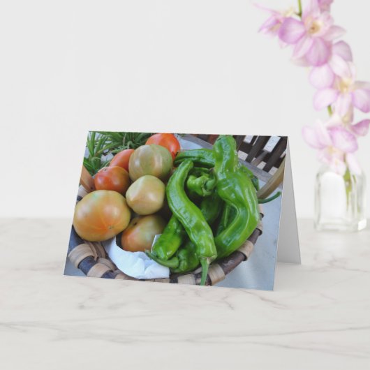 Carte Tomates et poivrons verts dans le panier (Orchidée)