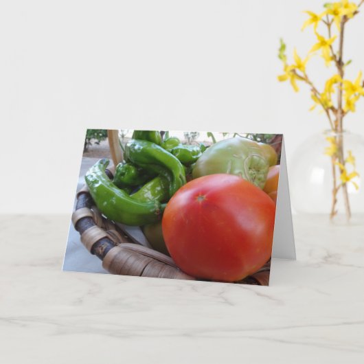 Carte Tomates et poivrons verts dans le panier (Fleur jaune)